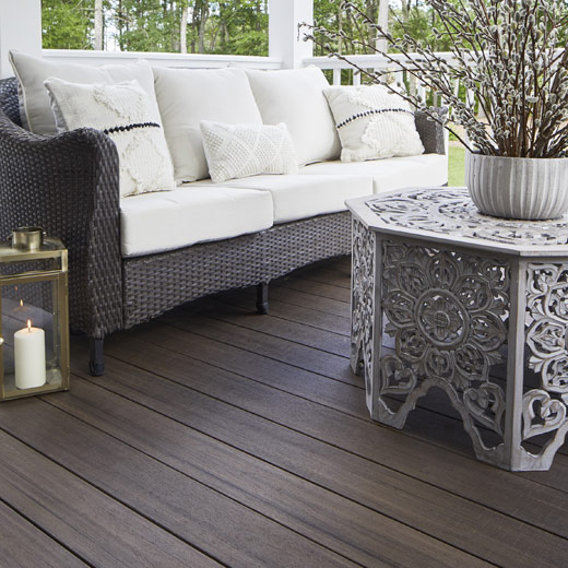 TimberTech AZEK PVC Decking. Image example colour American Walnut