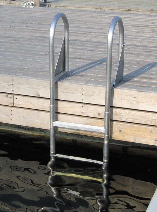 Dock Edge Aluminum flip-up ladder 3 step in water
