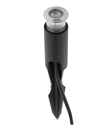 ground spike with light installed