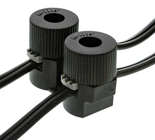 cable connector with cables running through them