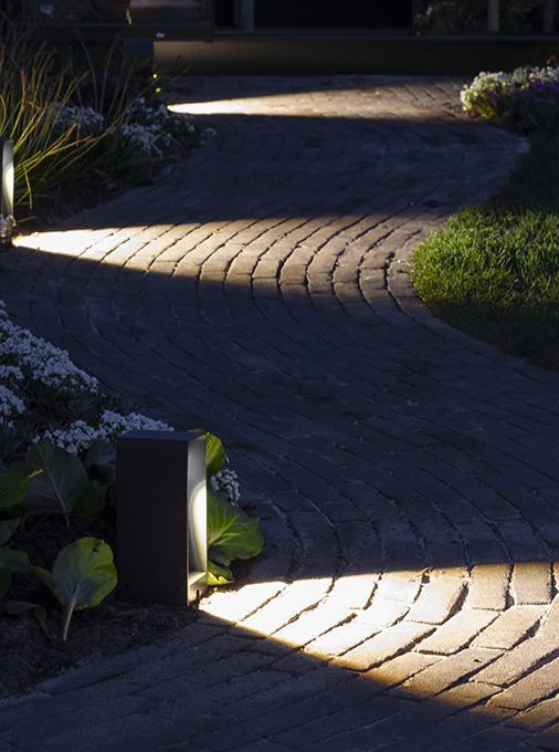 Ace path 12V Bollard light installed along walkway.