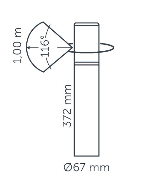diagram of the Liv Low bollard light projection