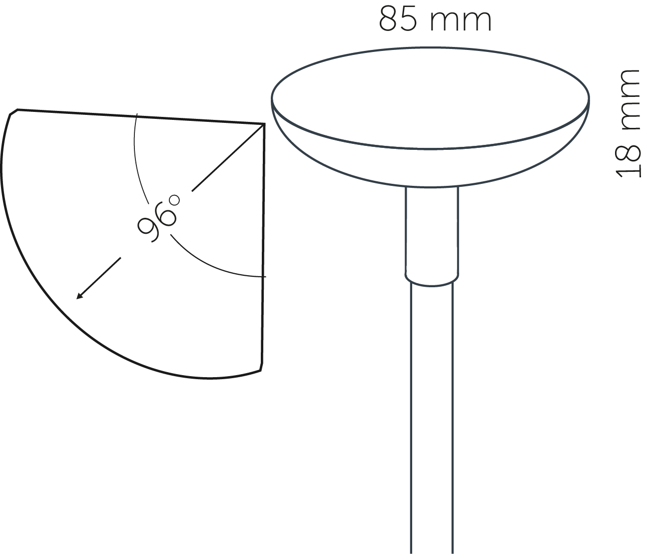 diagram of the sway standard bollard light projection