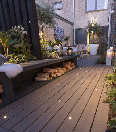 Hyve recessed light installed in deck boards