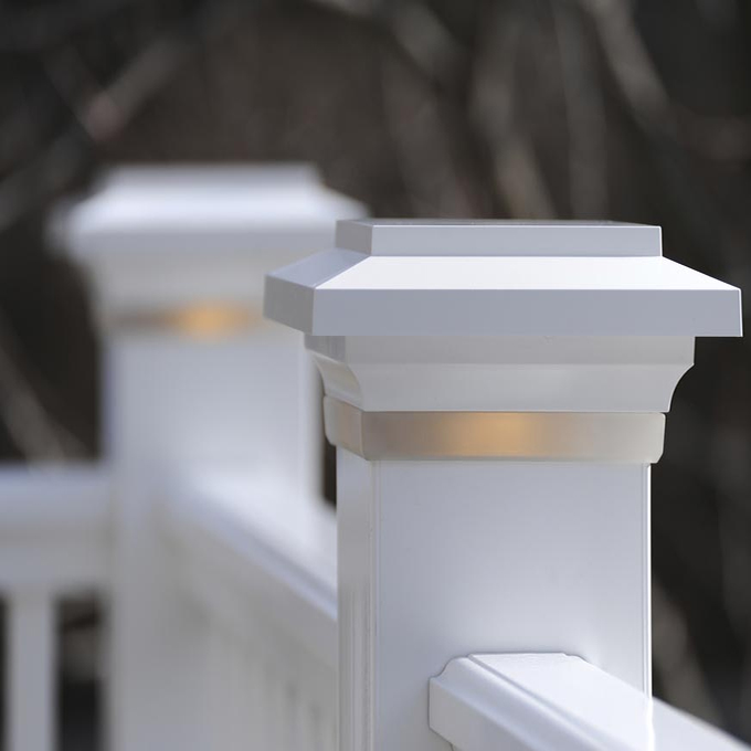 TimberTech white LED Deck Post cap light example