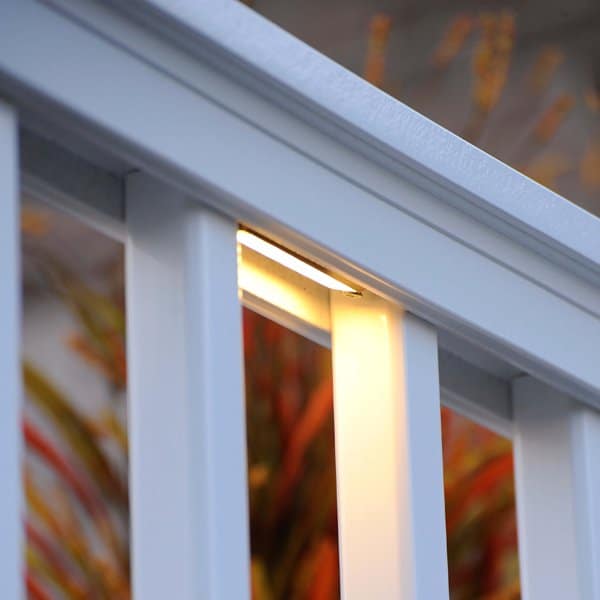 TimberTech under-rail light illuminated example