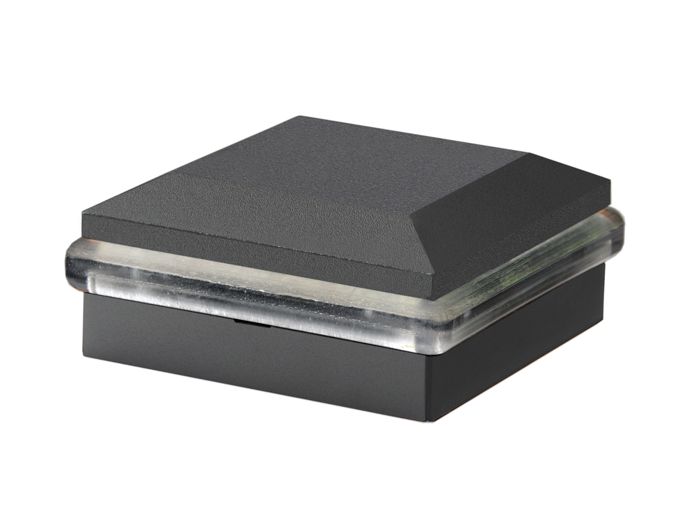 trex aluminum post cap light in textured charcole black