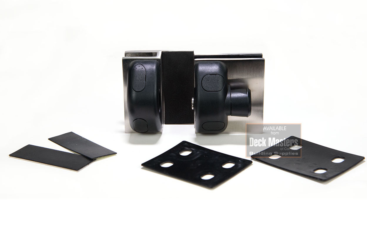 Lock for glass railing panels with shims