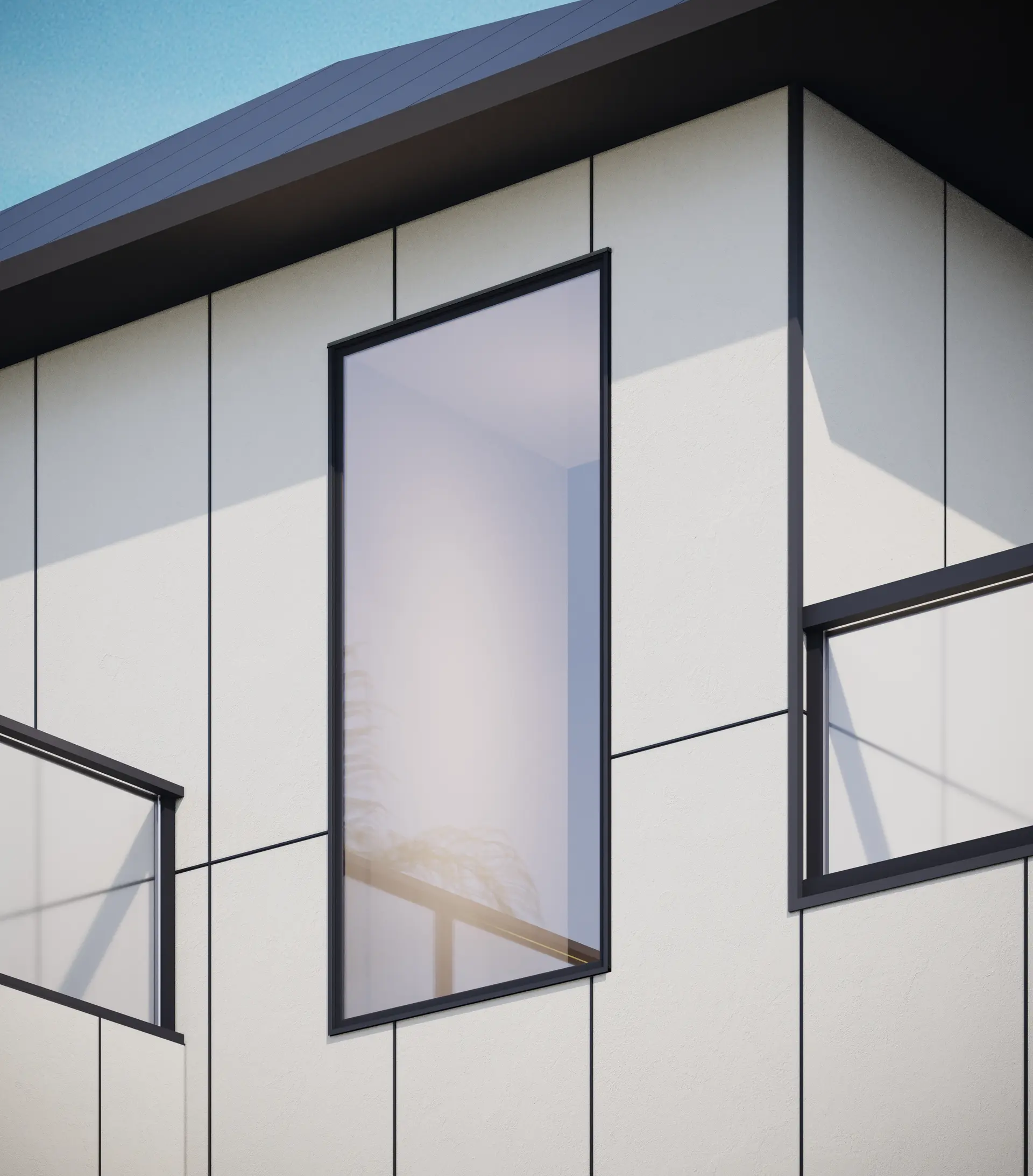 Hardie hose detail using architectural panel siding in fine sand
