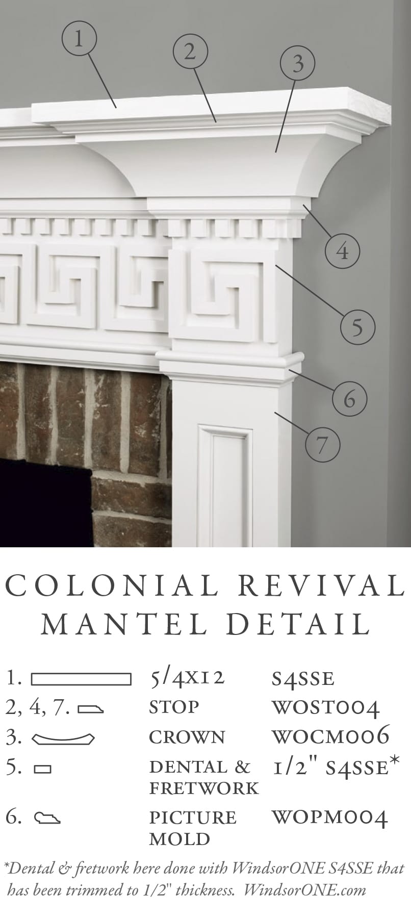 WindsorONE Colonial Revival example fireplace mantel moulding