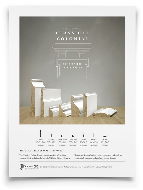 An overview and detail images of Classical Colonial Moldings.