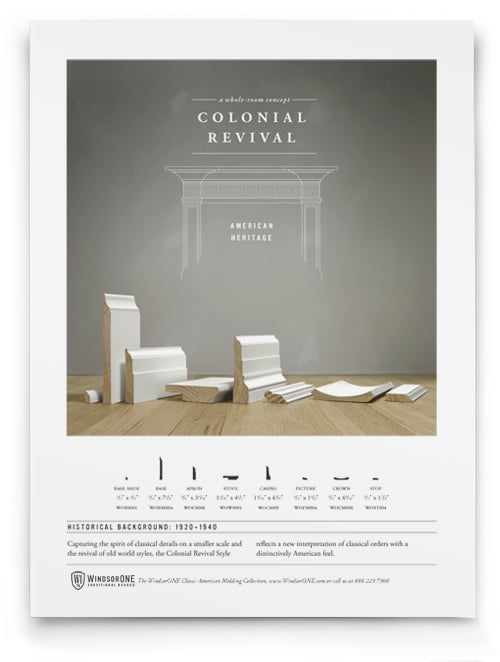 An overview and detail images of Classical Colonial Moldings.