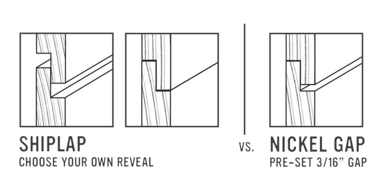 Shiplap vs nickel gap example boards