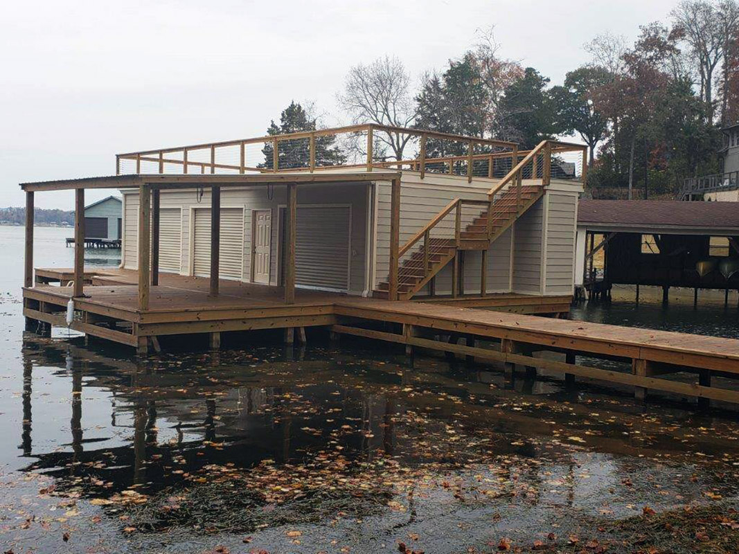 Trex finished underdeck boat house